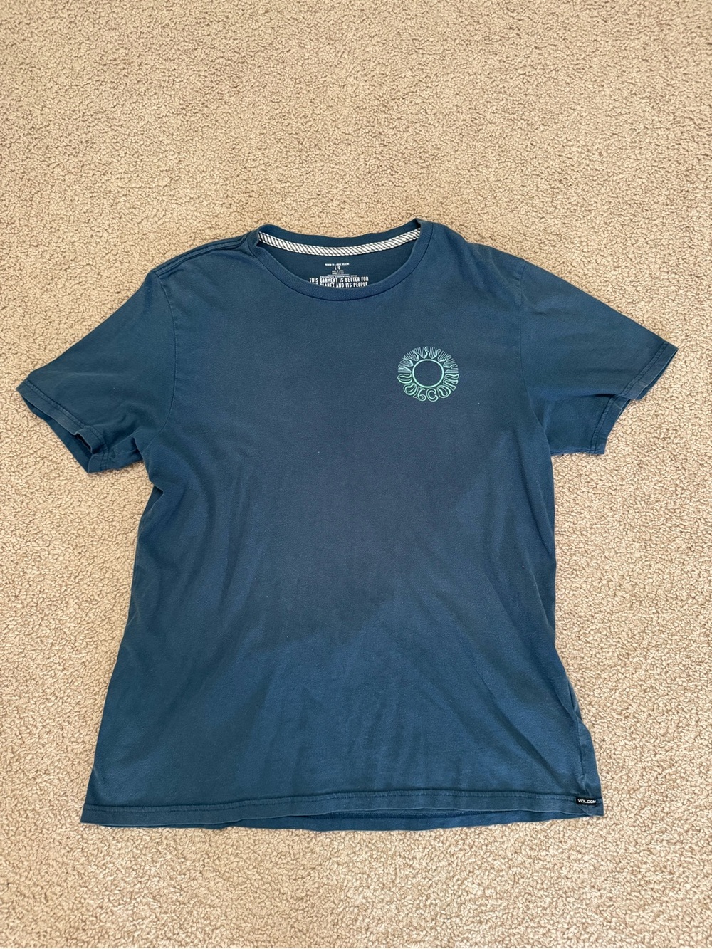 Volcom Navy Short Sleeve Crew with Chest Graphic